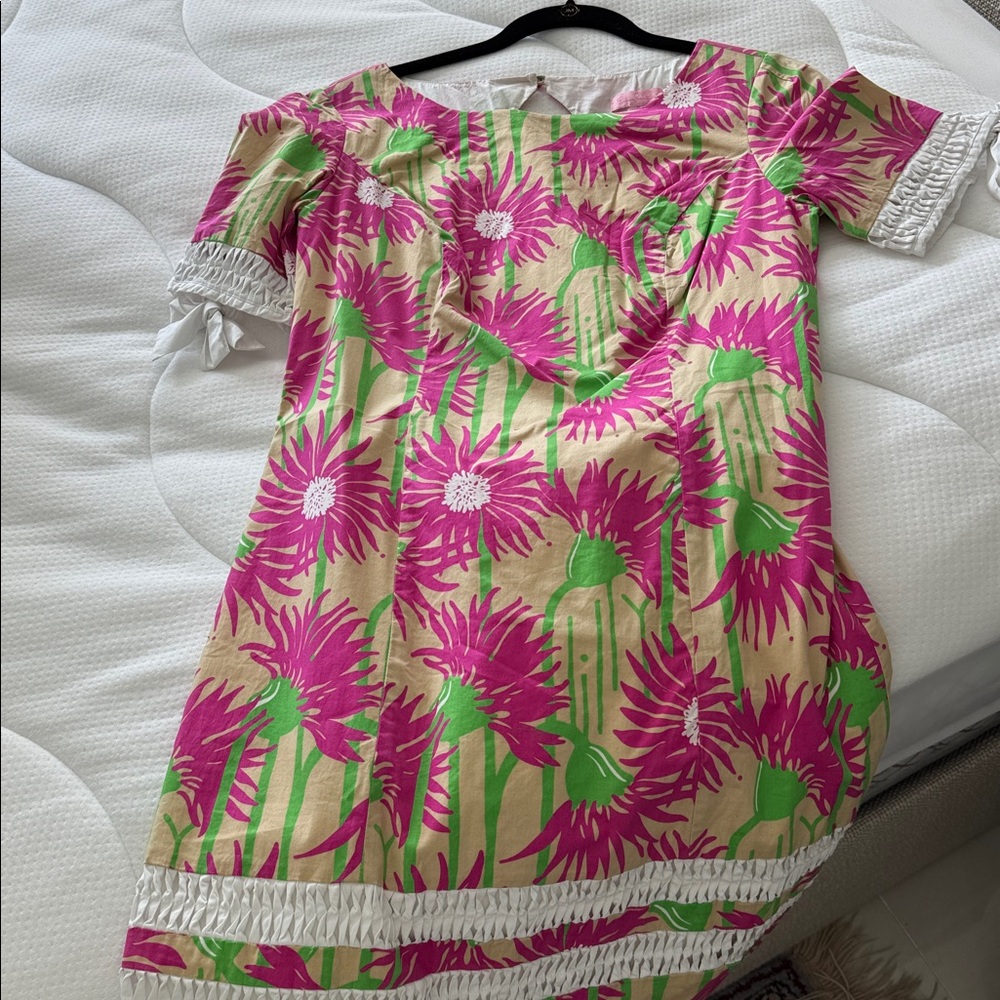 Lilly Pulitzer Zinnia Coastal Kiss Floral Pink Dress Eyelet lace Dress size 6